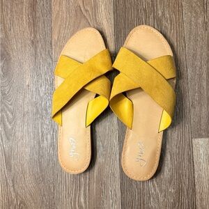Vibrant Yellow Cross-Strap Sandals